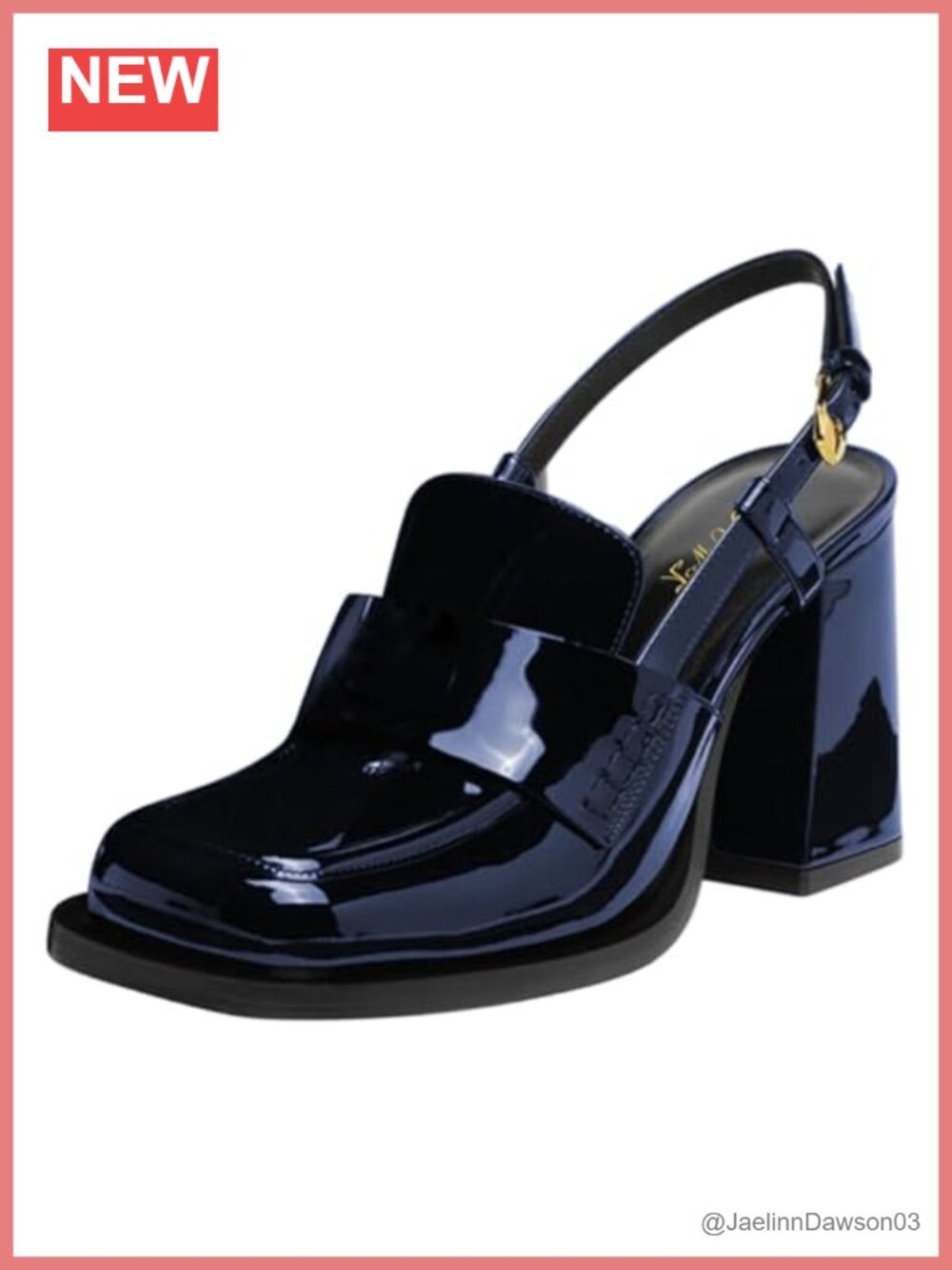 Women Platform Square Toe Loafers Chunky High Heel Slingback Pumps Slip On Faux